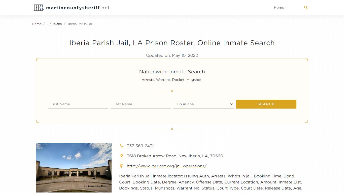 Iberia Parish Jail, LA Prison Roster, Online Inmate Search ...